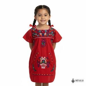 Mexican hand embroidered  Chanelito Puebla dress  size 2 see measurements